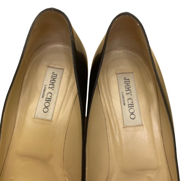 Jimmy Choo Women’s Black Patent Leather Chain Embellished Kitten Heels Size 41.5 - Picture 5 of 9